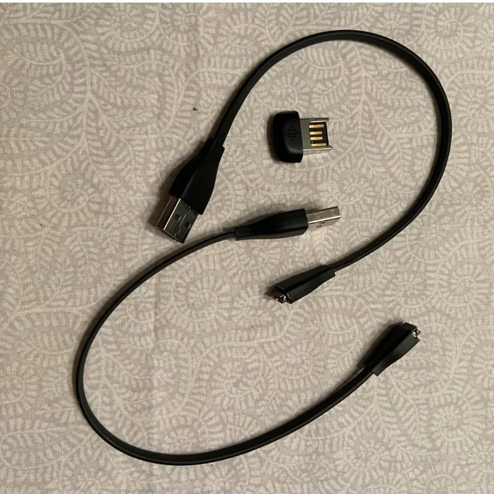 (2) Genuine FitBit Charge USB Charging Cables & (1) Wireless Dongle. Black OEM.